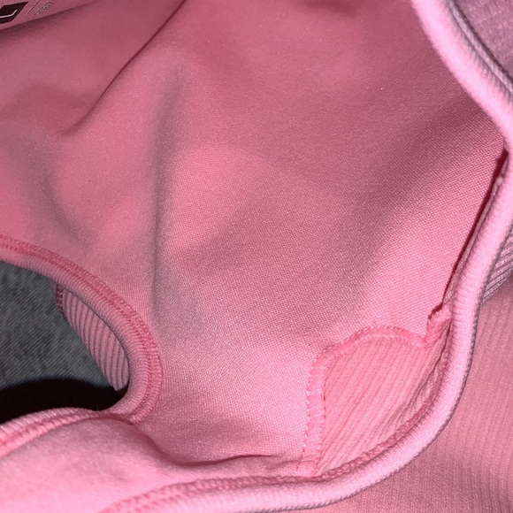 Ortorex Pretty Pink Ribbed Knit Inner Panel Sleeveless One Piece Romper Jumpsuit - Picture 11 of 15